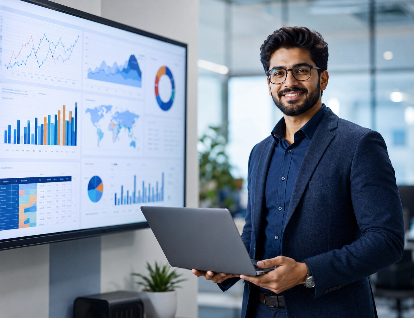 Data analyst presenting a dashboard